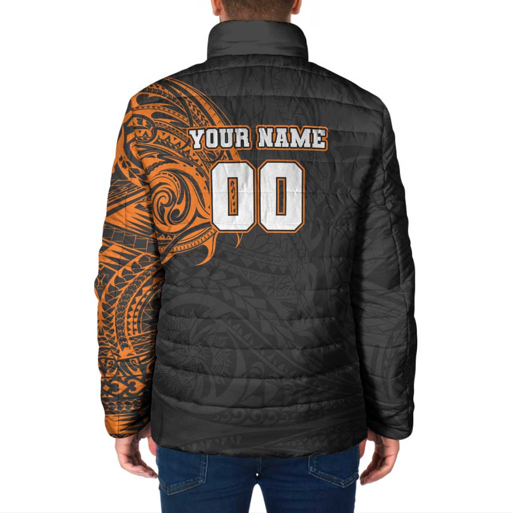 Personalized Giants Polynesian Padded Jacket Tribal Chest and Sleeve Tattoo Heritage Warrior