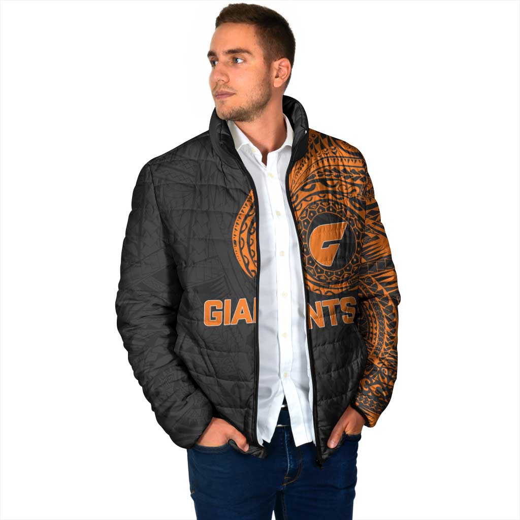 Personalized Giants Polynesian Padded Jacket Tribal Chest and Sleeve Tattoo Heritage Warrior