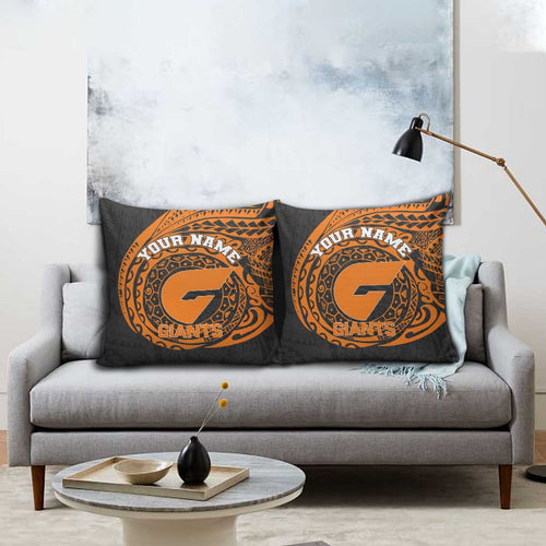 Personalized Giants Polynesian Pillow Cover Tribal Chest and Sleeve Tattoo Heritage Warrior