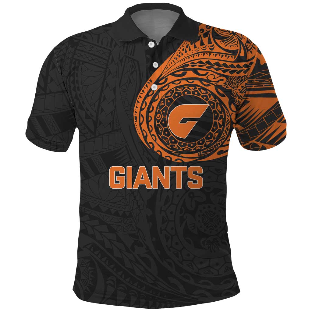 Personalized Giants Polynesian Polo Shirt Tribal Chest and Sleeve Tattoo Heritage Warrior