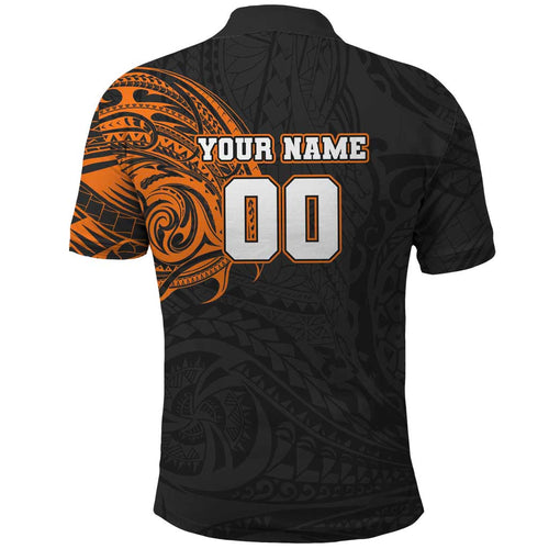 Personalized Giants Polynesian Polo Shirt Tribal Chest and Sleeve Tattoo Heritage Warrior