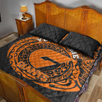 Personalized Giants Polynesian Quilt Bed Set Tribal Chest and Sleeve Tattoo Heritage Warrior