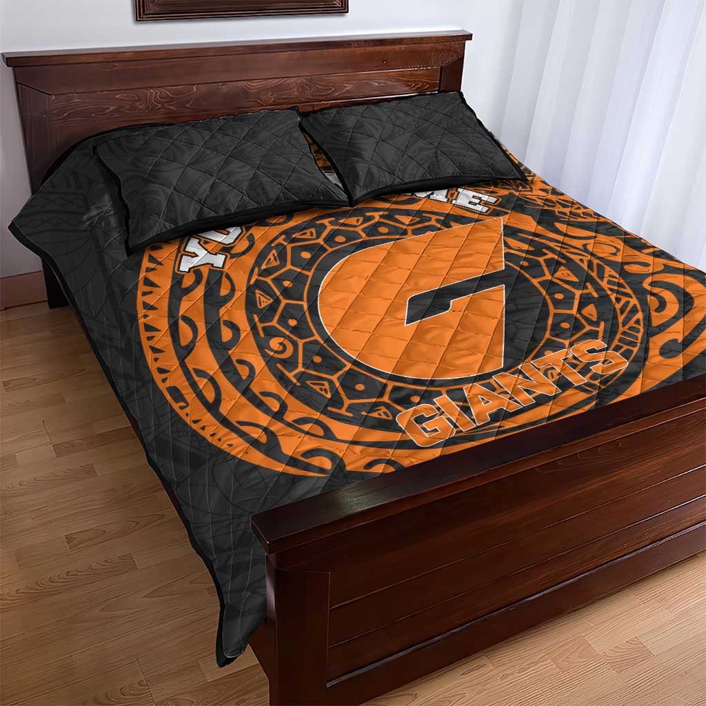 Personalized Giants Polynesian Quilt Bed Set Tribal Chest and Sleeve Tattoo Heritage Warrior
