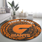Personalized Giants Polynesian Round Carpet Tribal Chest and Sleeve Tattoo Heritage Warrior