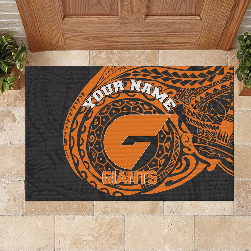 Personalized Giants Polynesian Rubber Doormat Tribal Chest and Sleeve Tattoo Heritage Warrior