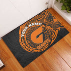 Personalized Giants Polynesian Rubber Doormat Tribal Chest and Sleeve Tattoo Heritage Warrior