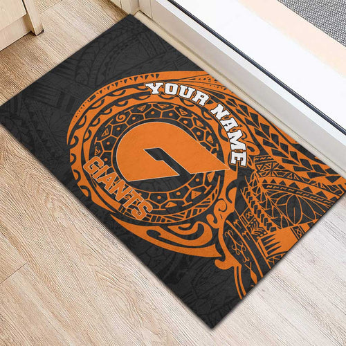 Personalized Giants Polynesian Rubber Doormat Tribal Chest and Sleeve Tattoo Heritage Warrior