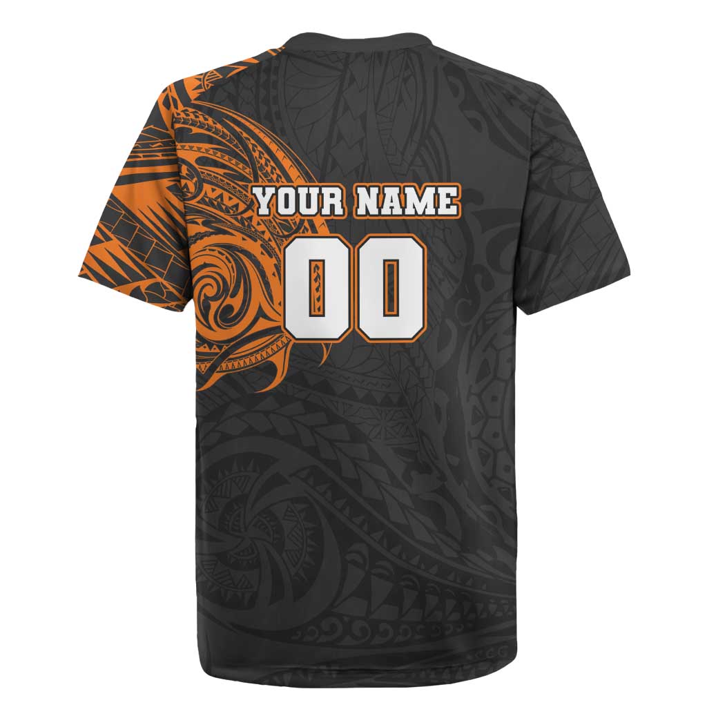 Personalized Giants Polynesian Rugby Jersey Tribal Chest and Sleeve Tattoo Heritage Warrior
