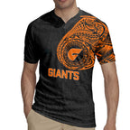 Personalized Giants Polynesian Rugby Jersey Tribal Chest and Sleeve Tattoo Heritage Warrior