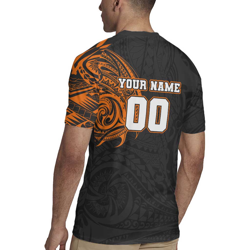 Personalized Giants Polynesian Rugby Jersey Tribal Chest and Sleeve Tattoo Heritage Warrior
