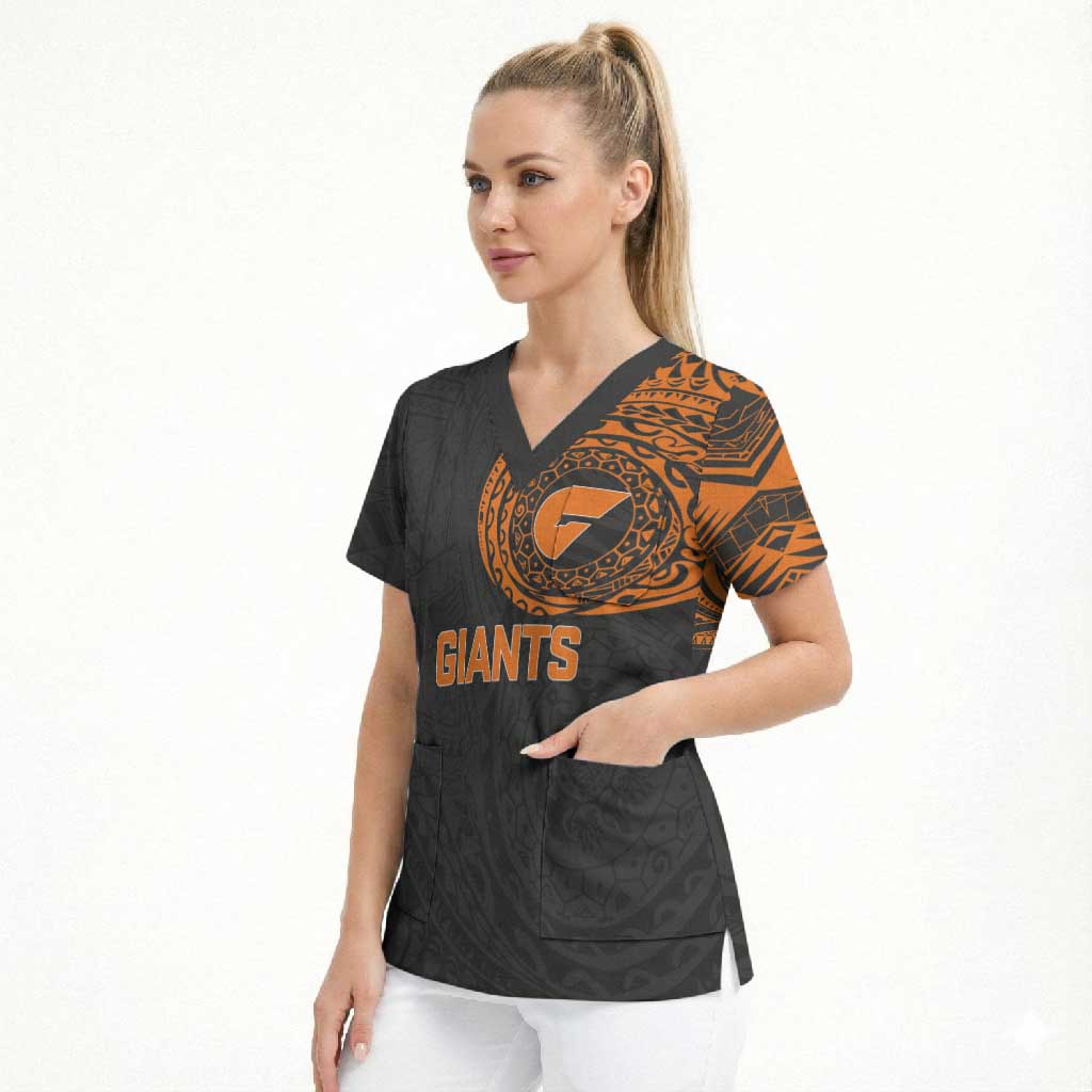 Personalized Giants Polynesian Scrub Top Tribal Chest and Sleeve Tattoo Heritage Warrior
