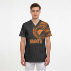 Personalized Giants Polynesian Scrub Top Tribal Chest and Sleeve Tattoo Heritage Warrior