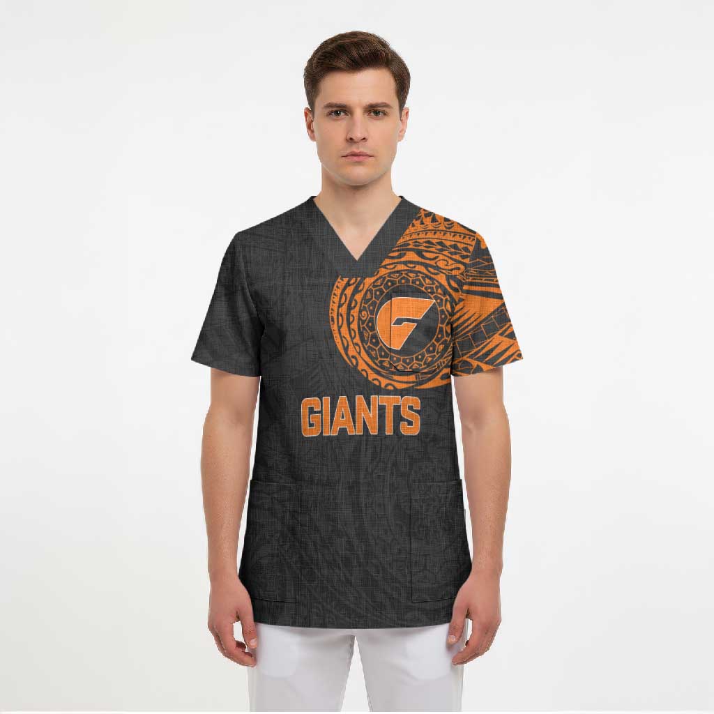 Personalized Giants Polynesian Scrub Top Tribal Chest and Sleeve Tattoo Heritage Warrior