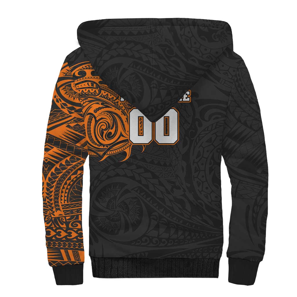 Personalized Giants Polynesian Sherpa Hoodie Tribal Chest and Sleeve Tattoo Heritage Warrior