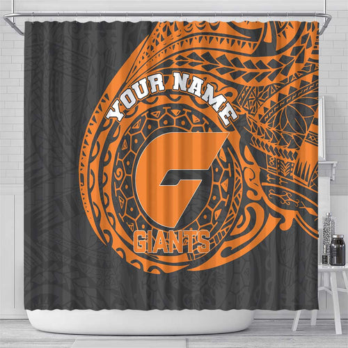 Personalized Giants Polynesian Shower Curtain Tribal Chest and Sleeve Tattoo Heritage Warrior