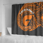 Personalized Giants Polynesian Shower Curtain Tribal Chest and Sleeve Tattoo Heritage Warrior
