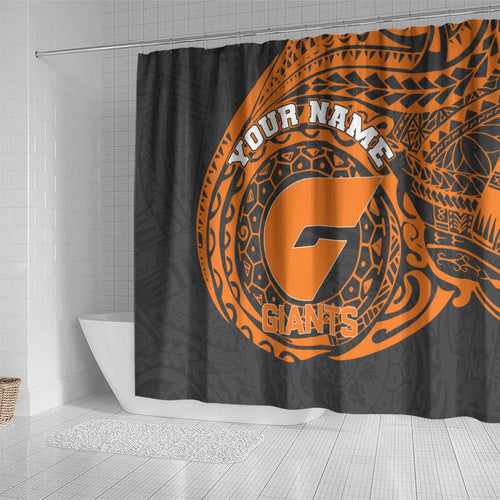 Personalized Giants Polynesian Shower Curtain Tribal Chest and Sleeve Tattoo Heritage Warrior