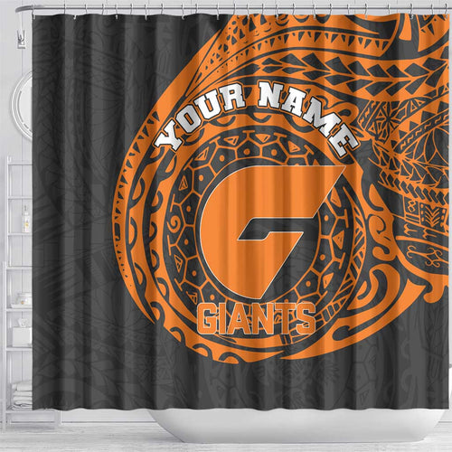 Personalized Giants Polynesian Shower Curtain Tribal Chest and Sleeve Tattoo Heritage Warrior