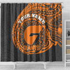 Personalized Giants Polynesian Shower Curtain Tribal Chest and Sleeve Tattoo Heritage Warrior