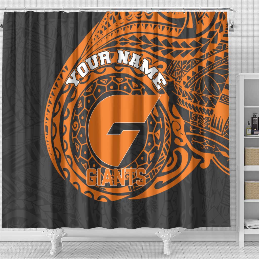 Personalized Giants Polynesian Shower Curtain Tribal Chest and Sleeve Tattoo Heritage Warrior