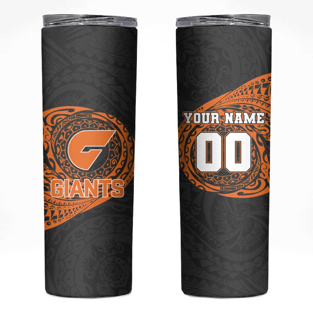 Personalized Giants Polynesian Skinny Tumbler Tribal Chest and Sleeve Tattoo Heritage Warrior