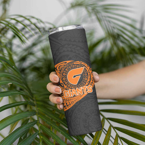Personalized Giants Polynesian Skinny Tumbler Tribal Chest and Sleeve Tattoo Heritage Warrior