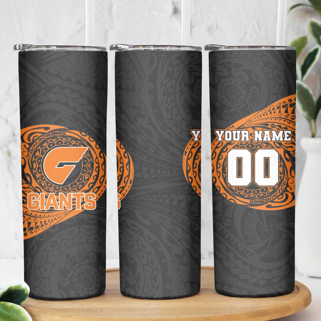 Personalized Giants Polynesian Skinny Tumbler Tribal Chest and Sleeve Tattoo Heritage Warrior