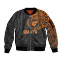 Personalized Giants Polynesian Sleeve Zip Bomber Jacket Tribal Chest and Sleeve Tattoo Heritage Warrior
