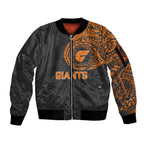 Personalized Giants Polynesian Sleeve Zip Bomber Jacket Tribal Chest and Sleeve Tattoo Heritage Warrior