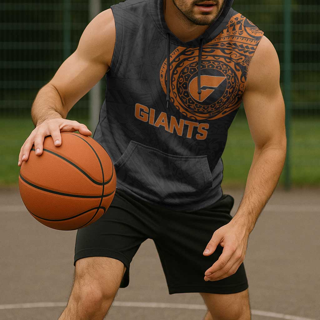 Personalized Giants Polynesian Sleeveless Hoodie Tribal Chest and Sleeve Tattoo Heritage Warrior