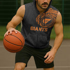 Personalized Giants Polynesian Sleeveless Zip Hoodie Tribal Chest and Sleeve Tattoo Heritage Warrior