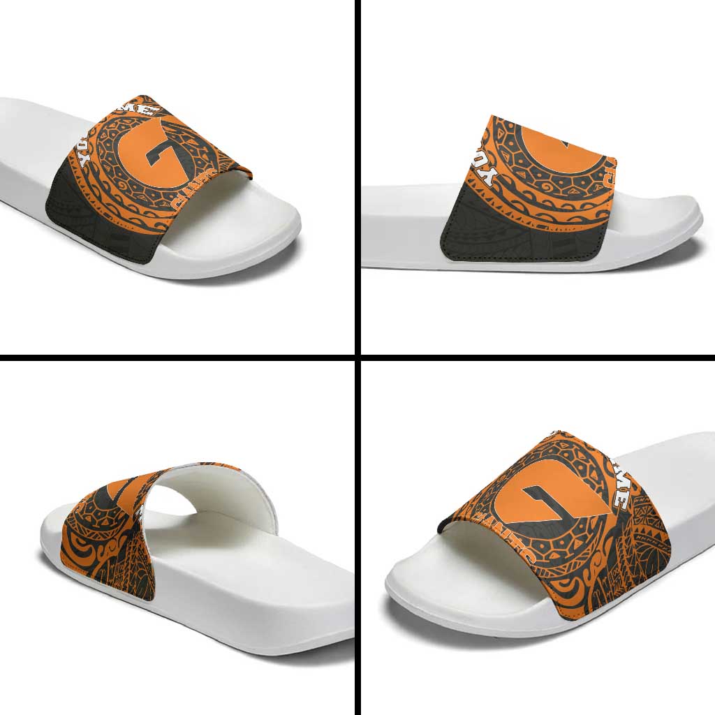 Personalized Giants Polynesian Slide Sandals Tribal Chest and Sleeve Tattoo Heritage Warrior