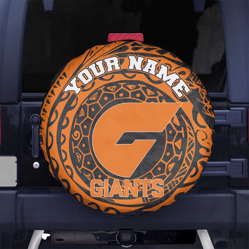 Personalized Giants Polynesian Spare Tire Cover Tribal Chest and Sleeve Tattoo Heritage Warrior