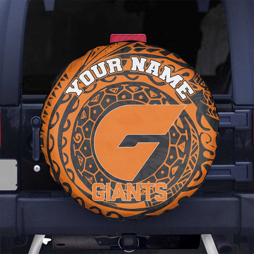 Personalized Giants Polynesian Spare Tire Cover Tribal Chest and Sleeve Tattoo Heritage Warrior