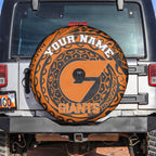 Personalized Giants Polynesian Spare Tire Cover Tribal Chest and Sleeve Tattoo Heritage Warrior