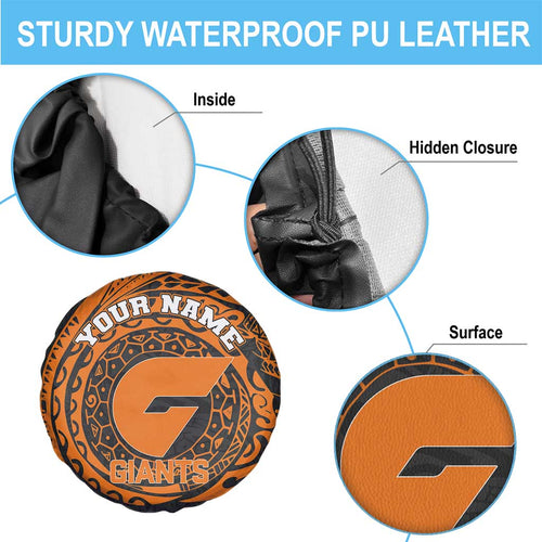 Personalized Giants Polynesian Spare Tire Cover Tribal Chest and Sleeve Tattoo Heritage Warrior