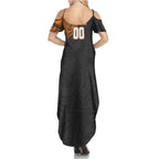 Personalized Giants Polynesian Summer Maxi Dress Tribal Chest and Sleeve Tattoo Heritage Warrior