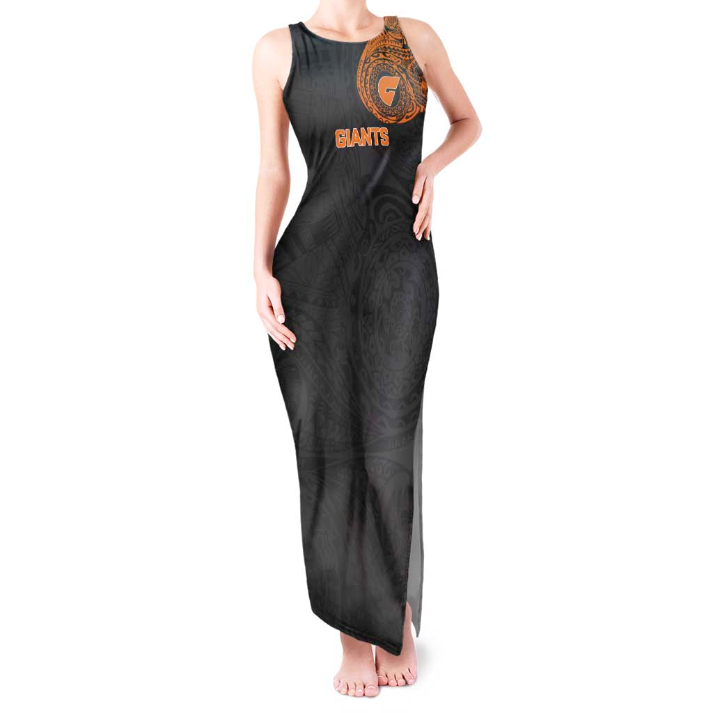Personalized Giants Polynesian Tank Maxi Dress Tribal Chest and Sleeve Tattoo Heritage Warrior