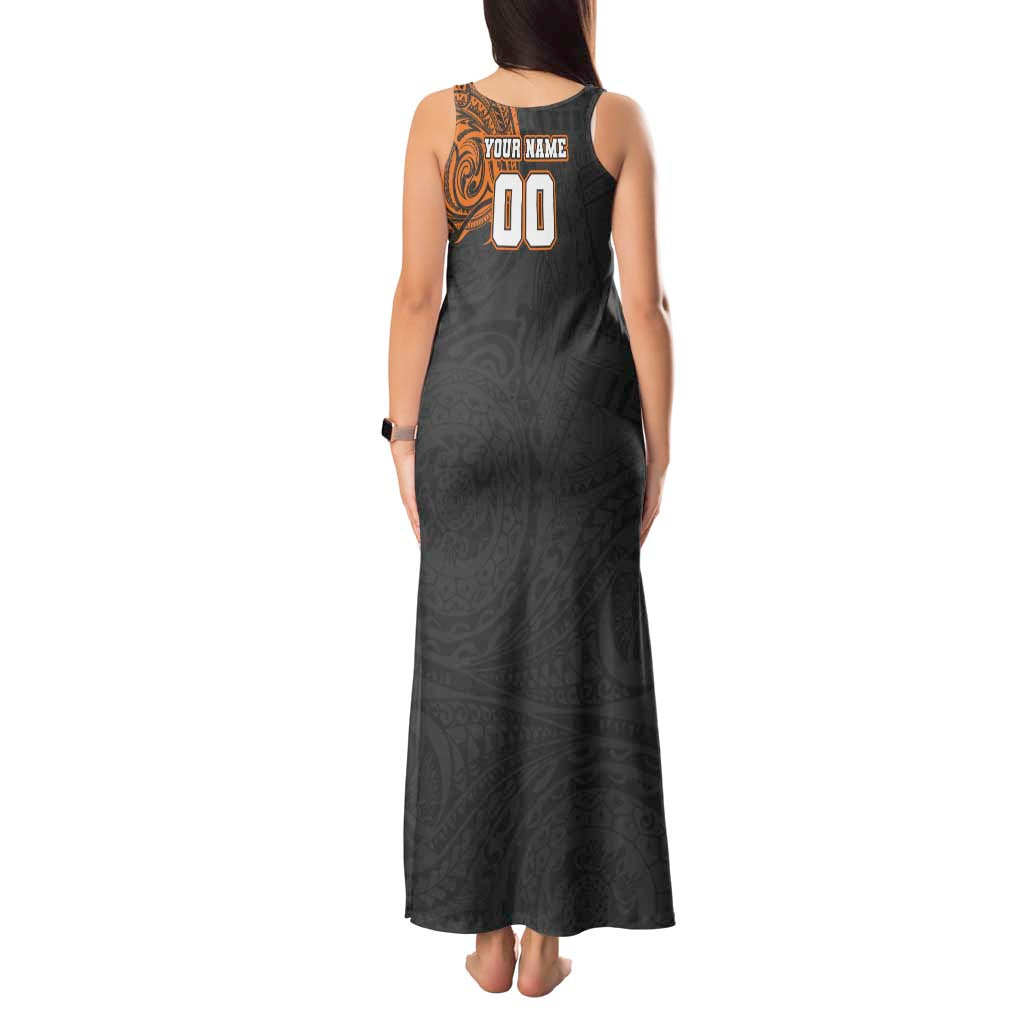Personalized Giants Polynesian Tank Maxi Dress Tribal Chest and Sleeve Tattoo Heritage Warrior