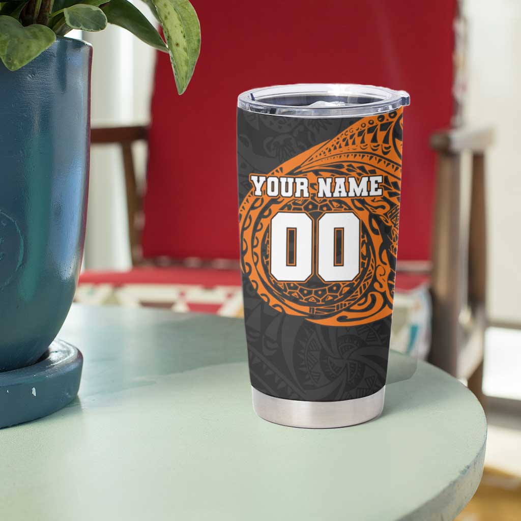 Personalized Giants Polynesian Tumbler Cup Tribal Chest and Sleeve Tattoo Heritage Warrior