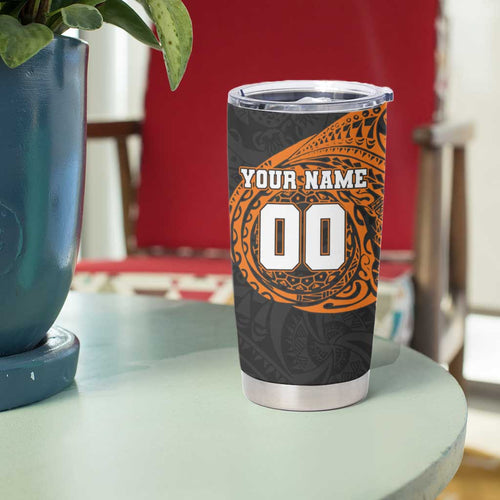 Personalized Giants Polynesian Tumbler Cup Tribal Chest and Sleeve Tattoo Heritage Warrior