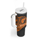Personalized Giants Polynesian Tumbler With Handle Tribal Chest and Sleeve Tattoo Heritage Warrior
