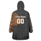 Personalized Giants Polynesian Wearable Blanket Hoodie Tribal Chest and Sleeve Tattoo Heritage Warrior