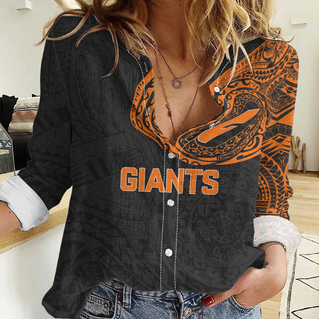 Personalized Giants Polynesian Women Casual Shirt Tribal Chest and Sleeve Tattoo Heritage Warrior