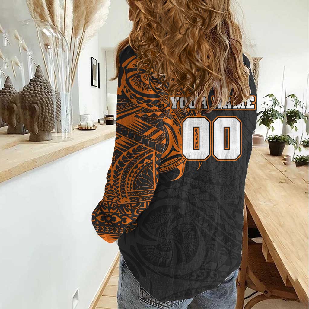 Personalized Giants Polynesian Women Casual Shirt Tribal Chest and Sleeve Tattoo Heritage Warrior