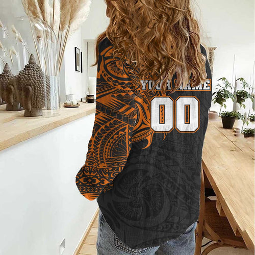 Personalized Giants Polynesian Women Casual Shirt Tribal Chest and Sleeve Tattoo Heritage Warrior