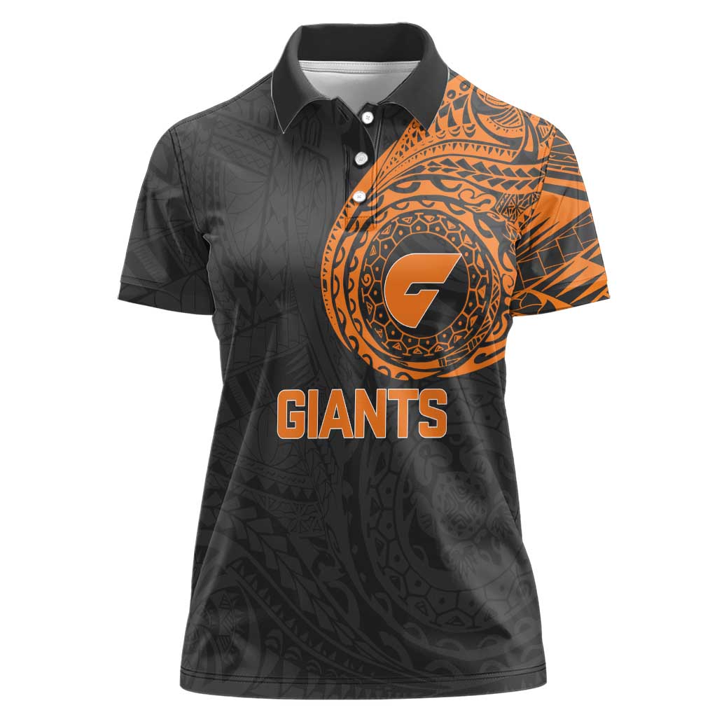 Personalized Giants Polynesian Women Polo Shirt Tribal Chest and Sleeve Tattoo Heritage Warrior