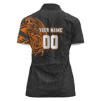 Personalized Giants Polynesian Women Polo Shirt Tribal Chest and Sleeve Tattoo Heritage Warrior