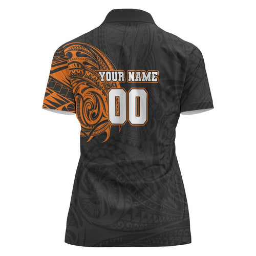 Personalized Giants Polynesian Women Polo Shirt Tribal Chest and Sleeve Tattoo Heritage Warrior