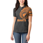 Personalized Giants Polynesian Women Polo Shirt Tribal Chest and Sleeve Tattoo Heritage Warrior
